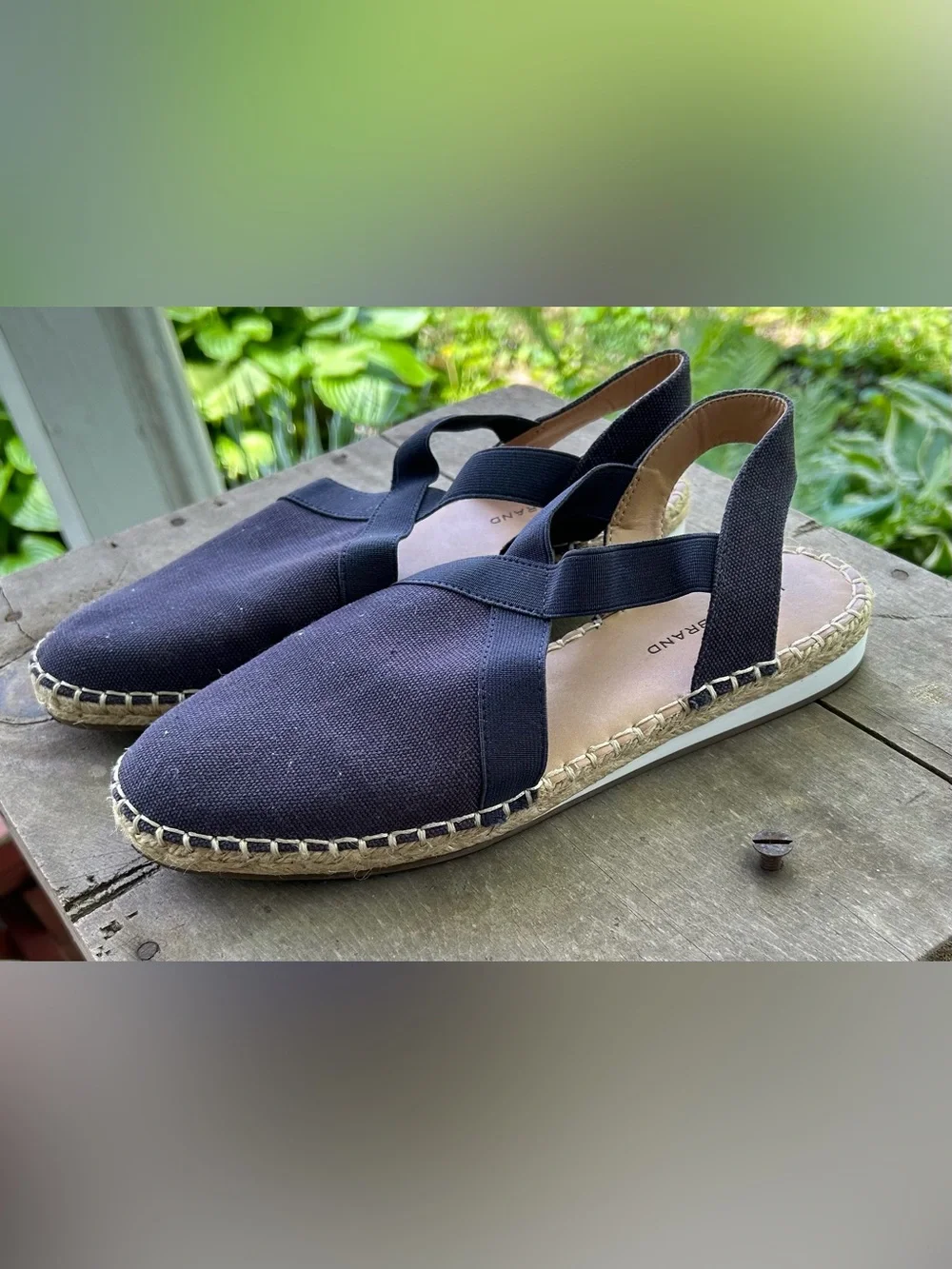 Lucky Brand Sandals Womens 7.5 M Rifka Espadrille Slingback Flats Blue Fabric